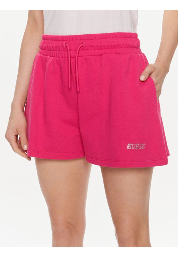 Guess Szorty sportowe Eleanora V4RD04 KC5O0 Różowy Relaxed Fit. Kolor: różowy. Materiał: bawełna