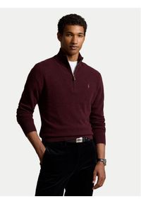 Polo Ralph Lauren Sweter 710876756008 Bordowy Regular Fit. Typ kołnierza: polo. Kolor: czerwony. Materiał: wełna