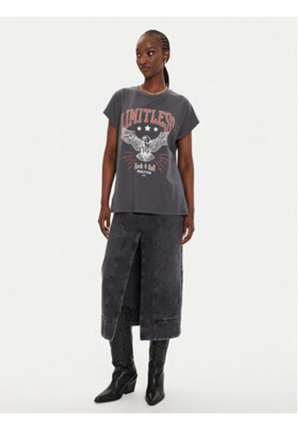 JJXX T-Shirt Wilma 12274694 Szary Boxy Fit. Kolor: szary. Materiał: bawełna