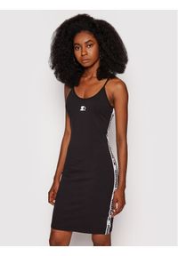 Starter Sukienka codzienna SDG-012-BD Czarny Slim Fit. Okazja: na co dzień. Kolor: czarny. Materiał: bawełna. Typ sukienki: proste. Styl: casual #1