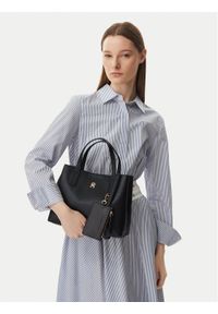 TOMMY HILFIGER - Tommy Hilfiger Torebka Th Icon Mini Satchel AW0AW18722 Czarny. Kolor: czarny. Materiał: skórzane #1