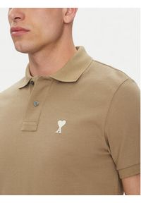 AMI PARIS Polo HPL060.760 Khaki Regular Fit. Typ kołnierza: polo. Kolor: brązowy. Materiał: bawełna #5