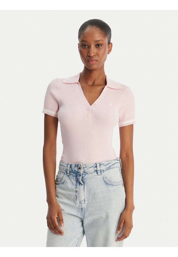 Guess Jeans Polo W6GRZ1 Z3P32 Różowy. Typ kołnierza: polo. Kolor: różowy. Materiał: wiskoza