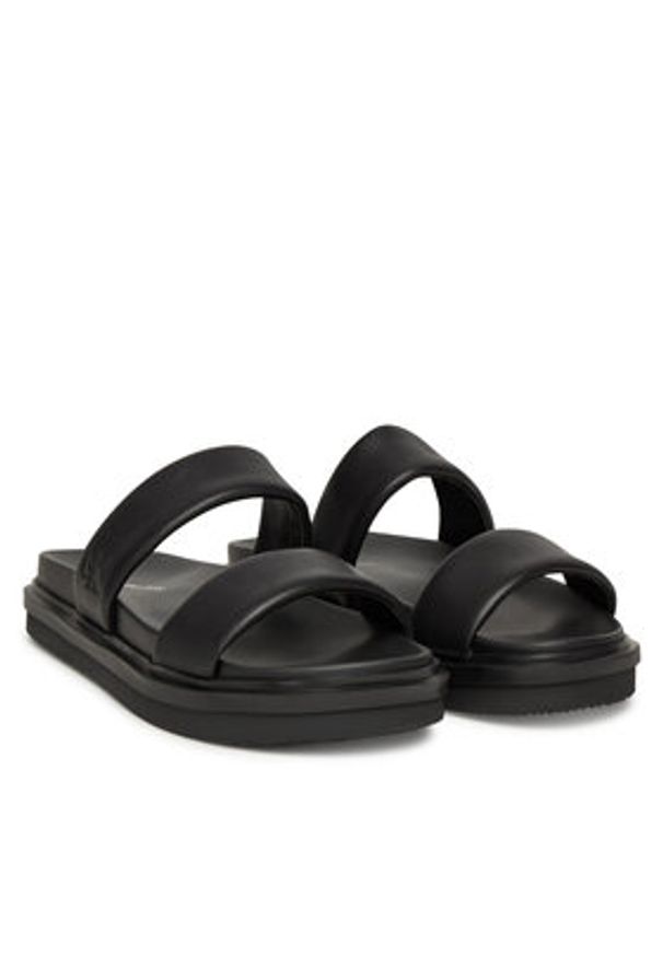 Calvin Klein Jeans Klapki Flat Molded Doublebar Sandal Lth YM0YM01226 Czarny. Kolor: czarny. Materiał: skóra