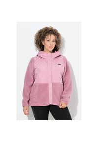 ULLA POPKEN - Damskie kurtka polarowa pikowanie kaptur zatrzaski. Kolekcja: plus size. Kolor: różowy. Materiał: poliester, materiał #1