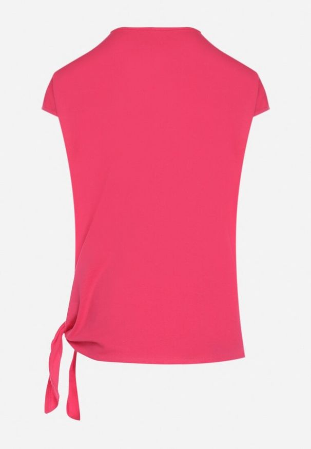 Born2be - Różowy Bawełniany T-shirt z Wiązaniem Falmio. Okazja: na co dzień. Kolor: różowy. Materiał: bawełna. Styl: klasyczny, elegancki, casual