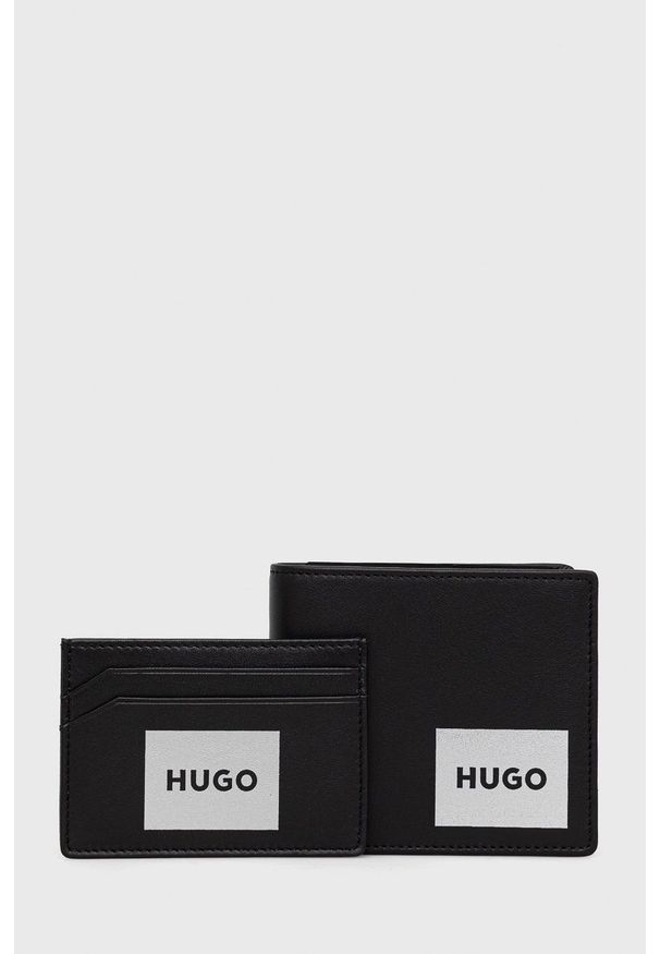 Hugo - HUGO portfel i etui na karty skórzane 50470781 męski kolor czarny. Kolor: czarny. Materiał: skóra