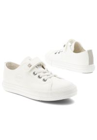 Big-Star - Białe Sneakersy Big Star Sportowe Obuwie Dziecięce. Okazja: na co dzień. Zapięcie: rzepy. Kolor: biały. Materiał: guma, jeans, materiał. Szerokość cholewki: normalna. Sezon: lato #7