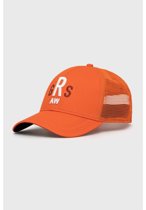 G-Star RAW - G-Star Raw czapka D21613.A790 kolor pomarańczowy z aplikacją. Kolor: pomarańczowy. Wzór: aplikacja