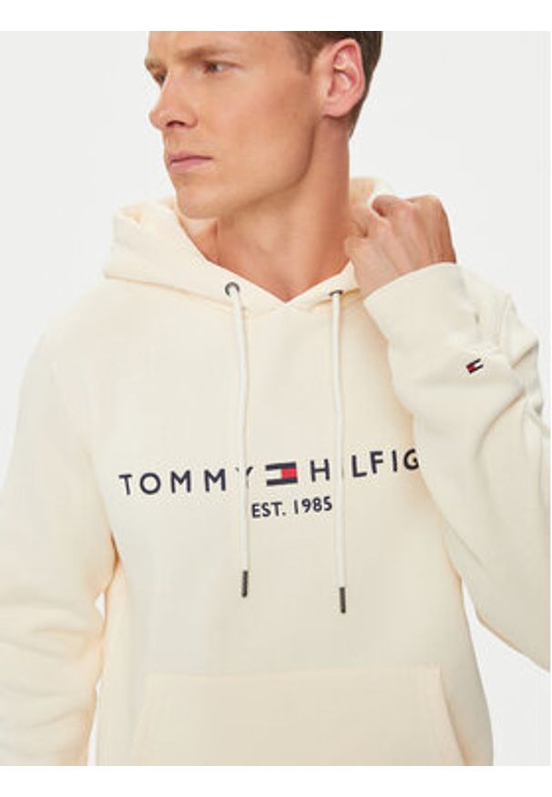 TOMMY HILFIGER - Tommy Hilfiger Bluza Logo MW0MW11599 Beżowy Regular Fit. Kolor: beżowy. Materiał: bawełna, syntetyk
