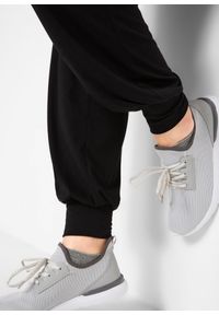 bonprix - Spodnie haremki z silikonowym paskiem w talii. Kolor: czarny. Materiał: materiał #3