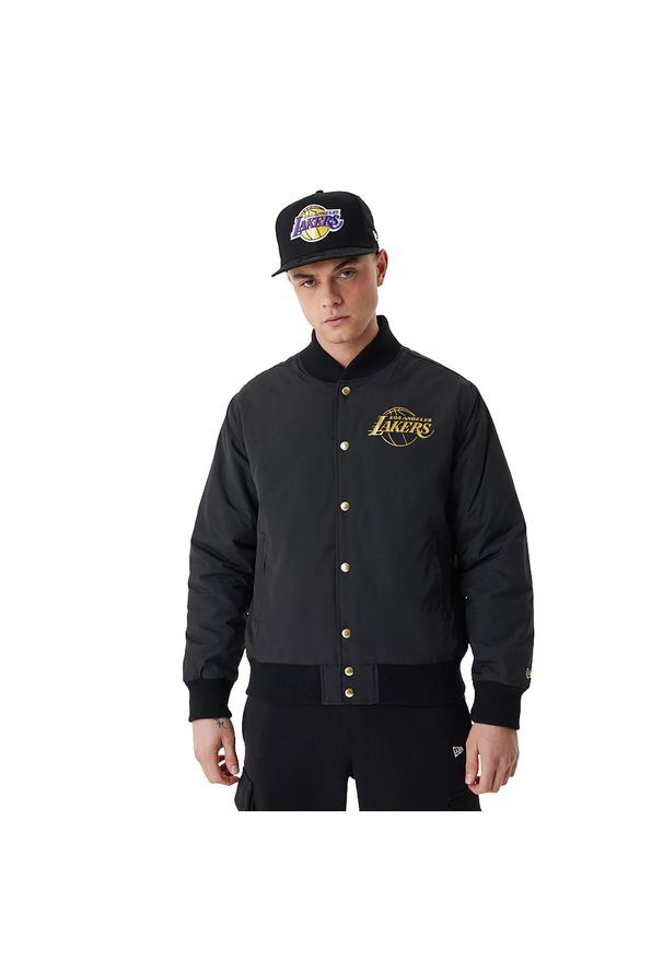 Kurtka męska New Era NBA Script BP Bomber Los Angeles Lakers. Kolor: czarny
