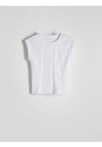 Reserved - T-shirt kimono - biały. Kolor: biały. Materiał: dzianina, bawełna