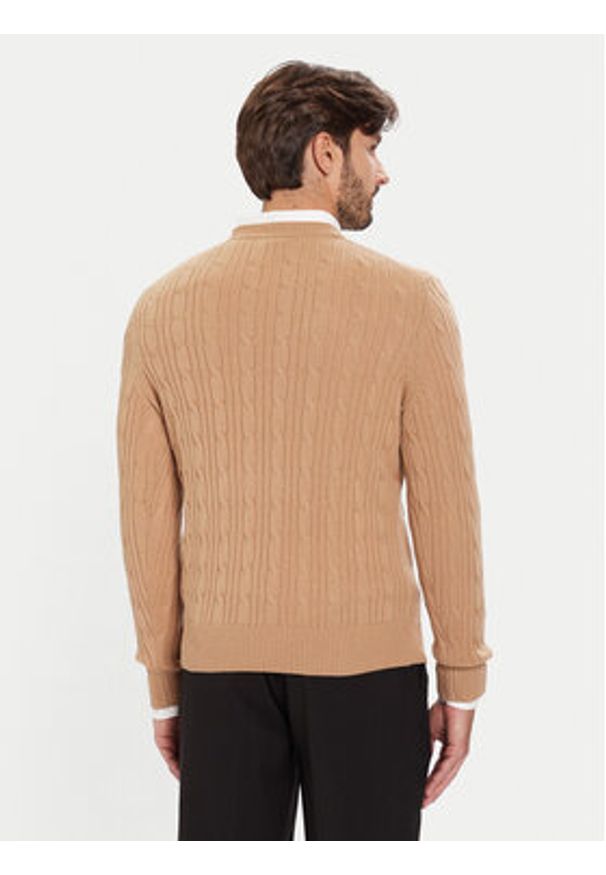 BOSS Sweter H-Hetico 50549975 Beżowy Regular Fit. Kolor: beżowy. Materiał: wełna