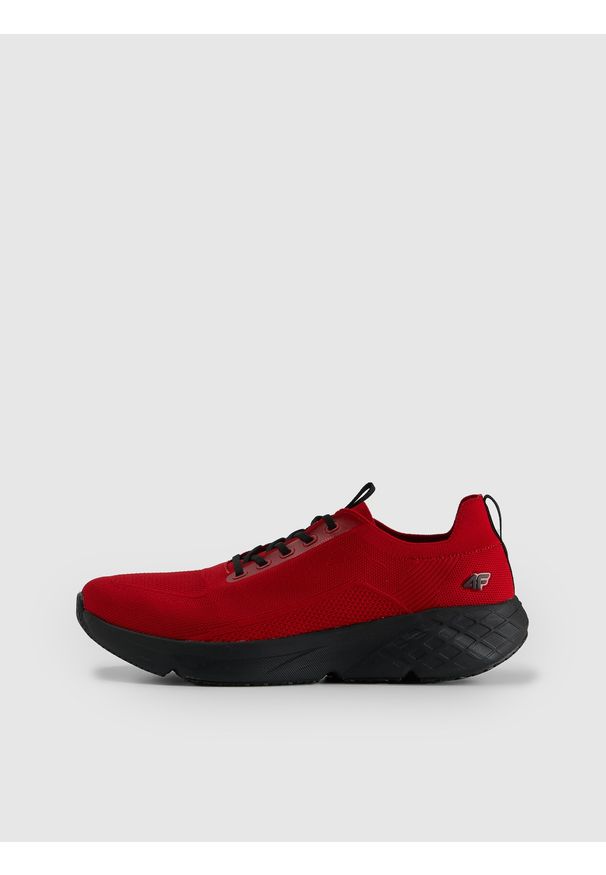 4f - 4F Niskie sneakersy sportowe VELOCORE męskie - czerwone 45. Okazja: na co dzień. Zapięcie: sznurówki. Kolor: czerwony. Materiał: guma, dzianina. Szerokość cholewki: normalna