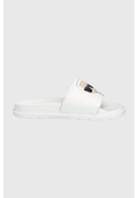 Karl Lagerfeld klapki KONDO TRED damskie kolor biały. Nosek buta: okrągły. Kolor: biały. Materiał: guma. Obcas: na obcasie. Wysokość obcasa: niski