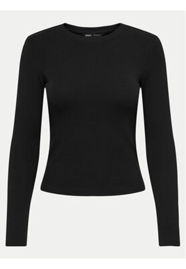 only - ONLY Bluzka Riley 15323159 Czarny Slim Fit. Kolor: czarny. Materiał: bawełna