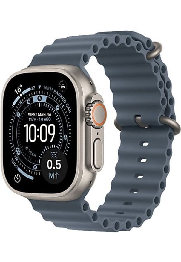 APPLE - Apple Watch Ultra 3 GPS + Cellular 49mm Natural Titanium Case with Anchor Blue Ocean Band