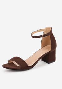 Born2be - Ciemnobrązowe Sandały Vices na Obcasie w Klasycznym Stylu Jelhiris. Okazja: na ślub cywilny, na wesele. Zapięcie: sprzączka. Kolor: brązowy. Obcas: na obcasie. Styl: klasyczny. Wysokość obcasa: średni #8