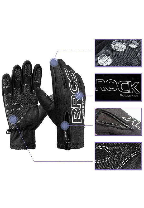 ROCKBROS - Rękawiczki sportowe unisex Rockbros S091-4BK. Kolor: biały, czarny, wielokolorowy. Sport: kolarstwo