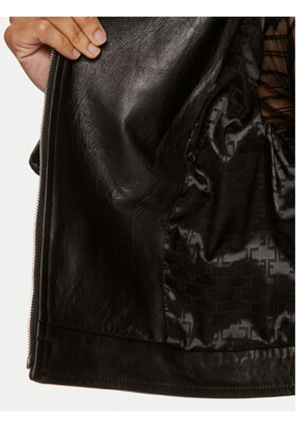 Elisabetta Franchi Kurtka skórzana GD-44Z-46E2 Czarny Regular Fit. Kolor: czarny. Materiał: skóra