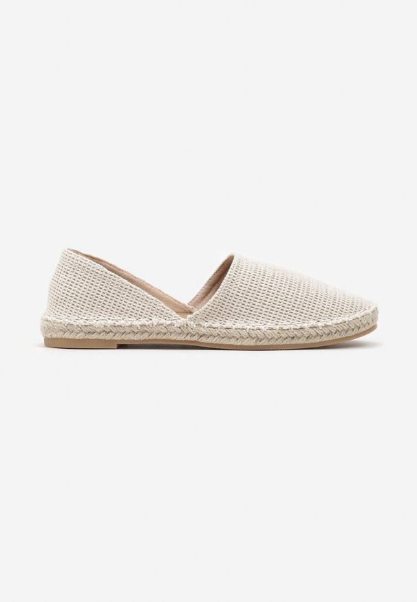 Born2be - Jasnobeżowe Espadryle z Plecionką i Wyciętą Cholewką Prommea. Okazja: na co dzień. Kolor: beżowy. Materiał: jeans. Szerokość cholewki: normalna. Sezon: lato. Obcas: na obcasie. Styl: casual. Wysokość obcasa: niski