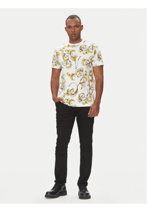 Versace Jeans Couture T-Shirt 78GAH6S0 Biały Regular Fit. Kolor: biały. Materiał: bawełna