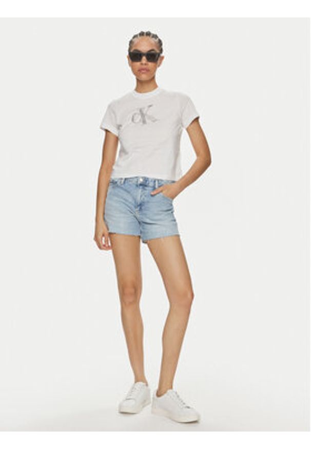 Calvin Klein Jeans T-Shirt Meta Baby J20J223165 Biały Regular Fit. Kolor: biały. Materiał: bawełna