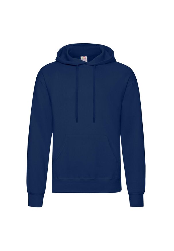 FRUIT OF THE LOOM - Męska Klasyczna Bluza Z Kapturem. Typ kołnierza: kaptur. Kolor: niebieski