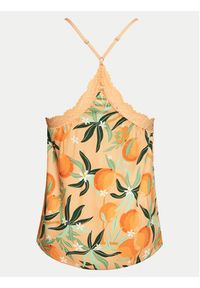 Hunkemöller Koszulka piżamowa Woven Lace 205764 Pomarańczowy Regular Fit. Kolor: pomarańczowy. Materiał: wiskoza