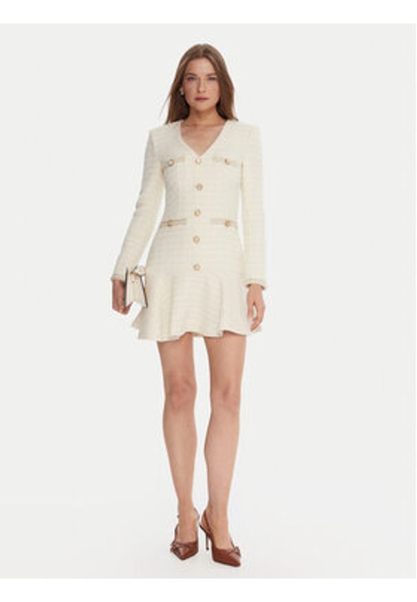 Marciano Guess Sukienka koktajlowa 5BGK36 7394A Écru Regular Fit. Materiał: syntetyk. Styl: wizytowy
