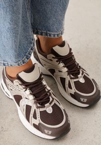 Renee - Brązowe Sneakersy Dad Shoes z Siateczkową Cholewką na Piankowej Podeszwie Anotea. Zapięcie: sznurówki. Kolor: brązowy. Materiał: jeans. Szerokość cholewki: normalna. Sezon: lato #2