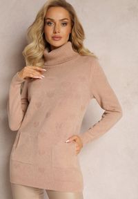 Renee - Ciemnobeżowy Golf z Długim Rękawem Kinfrei. Typ kołnierza: golf. Kolor: beżowy. Materiał: dzianina. Długość rękawa: długi rękaw. Długość: długie #5