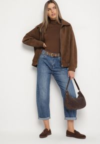 Born2be - Niebieskie Jeansy o Kroju Mom Fit z Regularnym Stanem Rilarisse. Okazja: na co dzień. Kolor: niebieski. Styl: casual #3