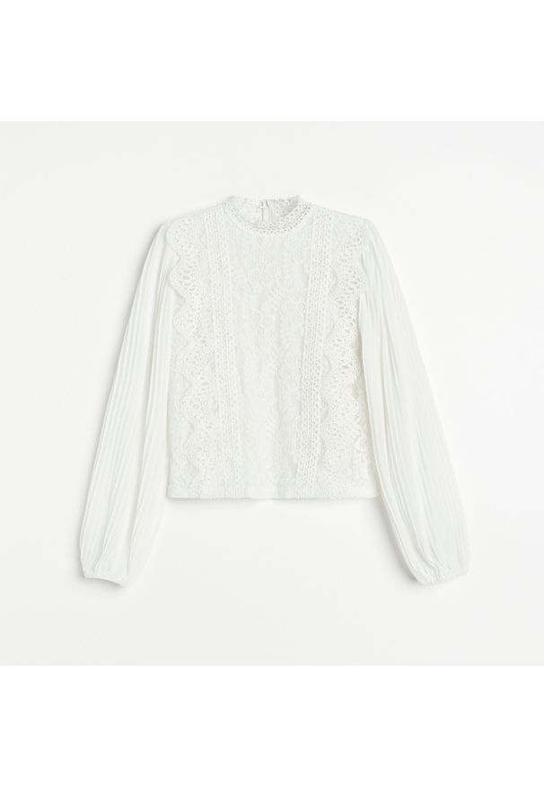 Reserved - Elegancka koronkowa bluzka - Biały. Kolor: biały. Materiał: koronka. Styl: elegancki