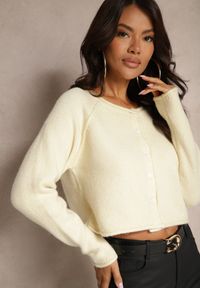 Renee - Żółty Rozpinany Kardigan z Wełną Evelinae. Okazja: do pracy, na spotkanie biznesowe, na co dzień. Kolor: żółty. Materiał: wełna. Styl: casual, biznesowy #3