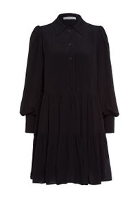 IVY & OAK - Ivy & Oak Sukienka Marla kolor czarny mini oversize. Kolor: czarny. Materiał: materiał. Długość rękawa: długi rękaw. Typ sukienki: oversize. Długość: mini