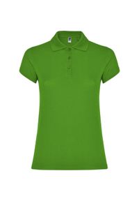 ROLY - Damska Koszulka Polo W Gwiazdki. Typ kołnierza: polo. Kolor: zielony