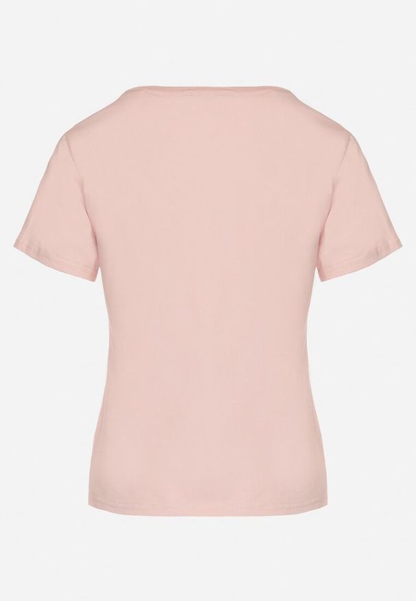 Born2be - Różowy Klasyczny T-shirt z Bawełny Lorali. Okazja: na co dzień, na spacer. Kolor: różowy. Materiał: bawełna. Wzór: gładki. Styl: klasyczny