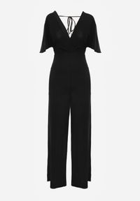 Renee - Czarny Kombinezon z Błyszczącą Nicią i Kopertową Górą Relfe. Kolor: czarny. Styl: elegancki #4