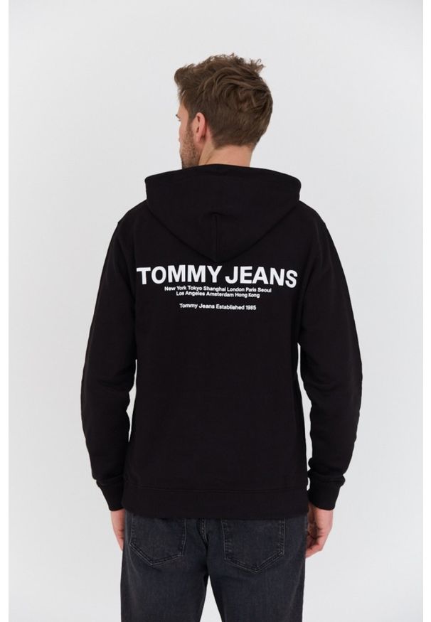 Tommy Jeans - TOMMY JEANS Czarna męska bluza z kapturem, Rozmiar S. Typ kołnierza: kaptur. Kolor: czarny