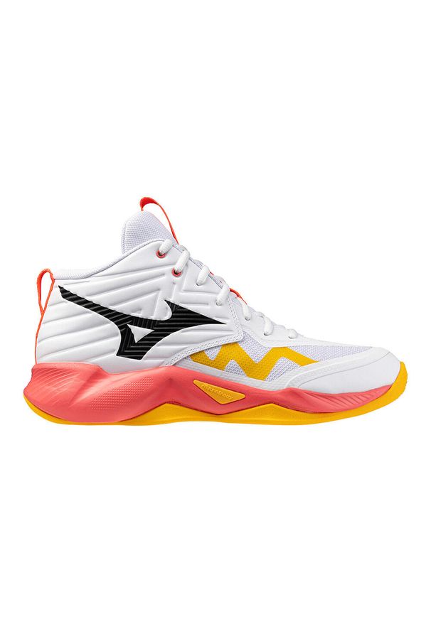 Buty halowe Mizuno Wave Momentum Pro Mid. Kolor: biały. Model: Mizuno Wave. Sport: siatkówka