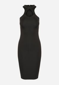 Born2be - Czarna Dopasowana Sukienka Bez Rękawów z Wycięciem przy Dekolcie Galoriena. Okazja: na co dzień. Kolor: czarny. Długość rękawa: bez rękawów. Typ sukienki: proste. Styl: casual, elegancki #1