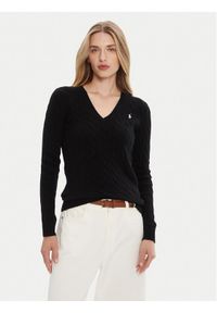 Polo Ralph Lauren Sweter 211971866005 Czarny Slim Fit. Typ kołnierza: polo. Kolor: czarny. Materiał: wełna #1