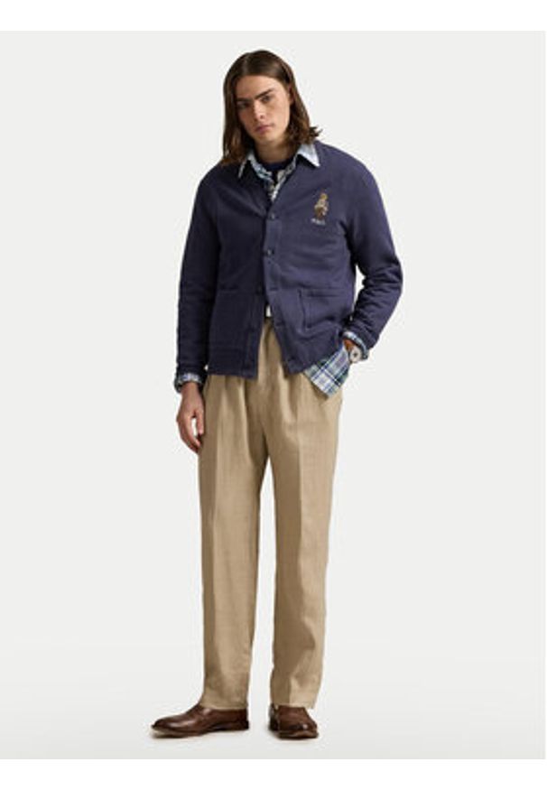 Polo Ralph Lauren Kardigan 710980316001 Granatowy Regular Fit. Typ kołnierza: polo. Kolor: niebieski. Materiał: bawełna