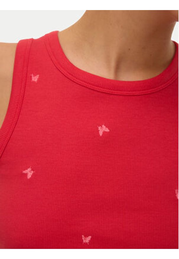 Vero Moda Top Naja 10341964 Czerwony Slim Fit. Kolor: czerwony. Materiał: bawełna