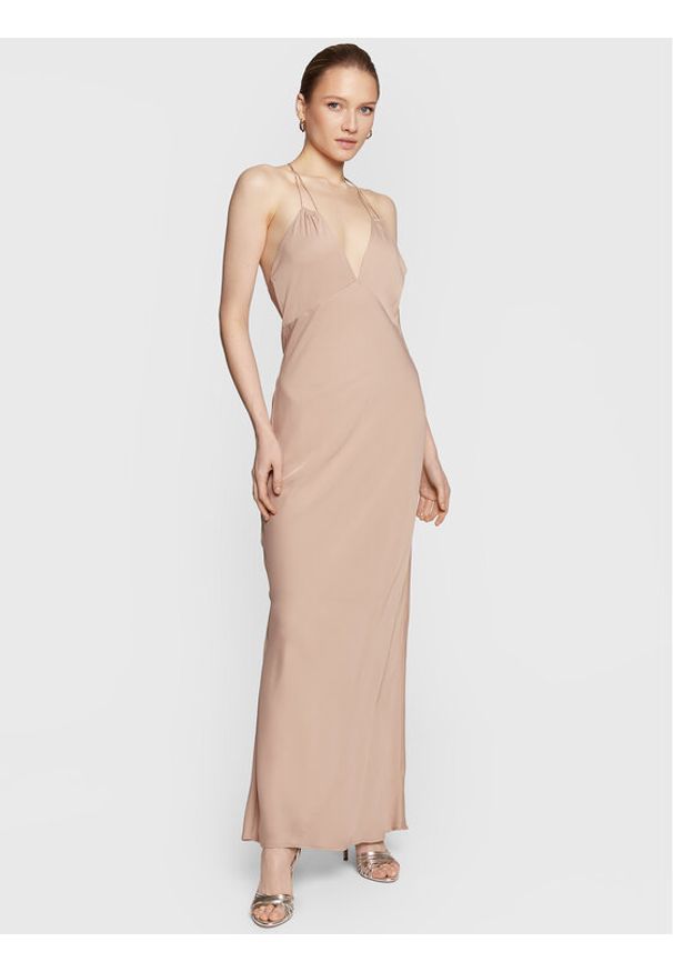 Calvin Klein Sukienka wieczorowa Shine Slip K20K205019 Beżowy Regular Fit. Kolor: beżowy. Materiał: wiskoza. Styl: wizytowy