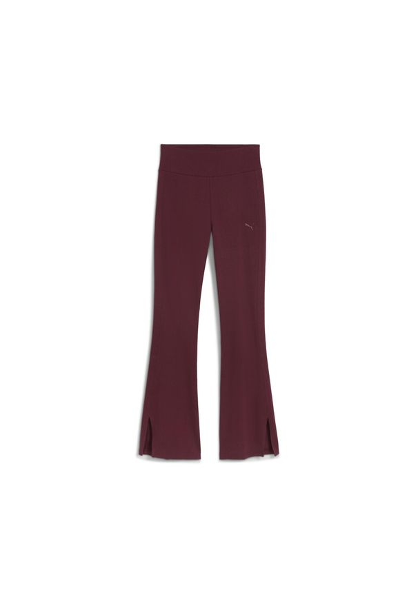 Puma - Damskie rozkloszowane legginsy HER z wysokim stanem PUMA Ruby Shimmer Red. Stan: podwyższony. Kolor: czerwony. Sport: fitness