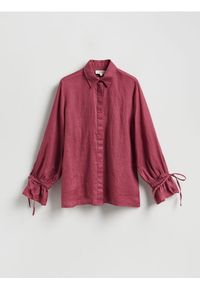 Reserved - Lniana koszula z wiązaniami - brudny róż. Kolor: różowy. Materiał: len #1