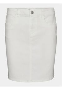 Vero Moda Spódnica jeansowa Luna 10279491 Biały Regular Fit. Kolor: biały. Materiał: bawełna #4